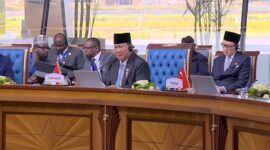Presiden RI Prabowo Subianto dalam KTT D-8 di The New Capital President Palace, Kairo, Mesir. (Dok. Tim Media Prabowo )